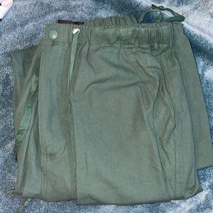 Green baggy cargo flare pants